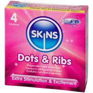 Skins Dots & Ribs Kondomit 4 kpl