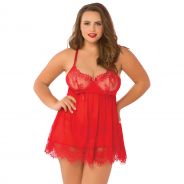 Seven til Midnight Plus Size High Bed of Roses Babydoll-setti