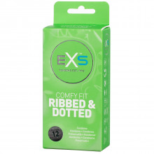 EXS 3in1 Comfy Fit Ribbed & Dotted Kondomit 12 kpl  1