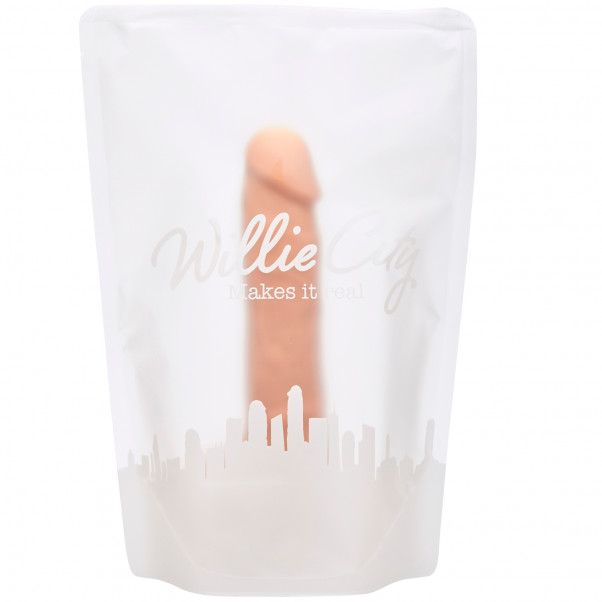 Willie City Luxe Aidonkaltainen Silikonidildo 22 cm kuva tuotepakkauksesta 90