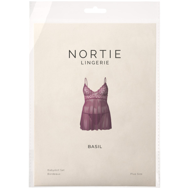 NORTIE Basil Plus Size Viininpunainen Babydoll-setti Kuva tuotepakkauksesta 90